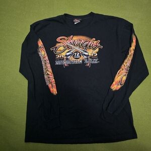 Strugis Black Long Sleeve Motorcycle Rally Tee